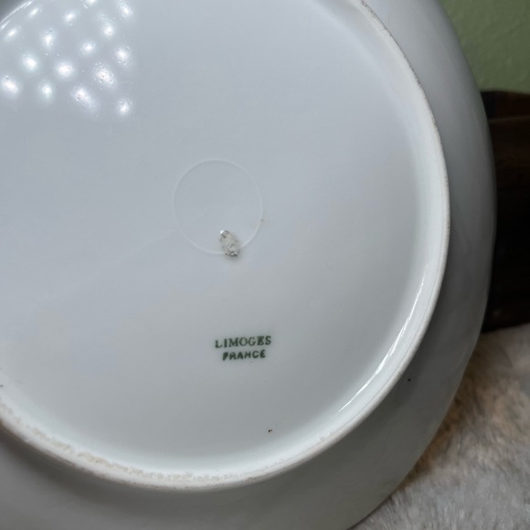 Limoges Hand Painted Pink  Purple Morning Glories & Gold Cake Plate - Picture 10 of 11